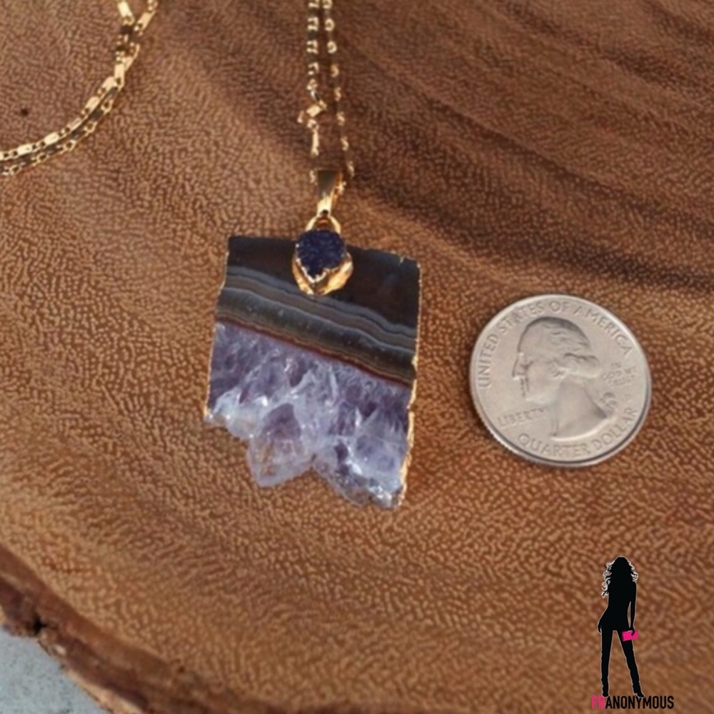 Gold Plated Amethyst Pendant Necklace - Picture 3 of 5